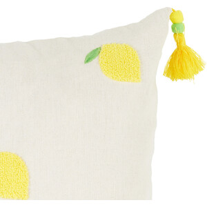 Limona Embroidered Cushion - White and Yellow
