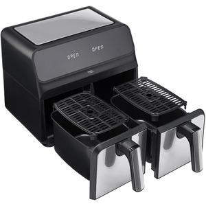 Dual Air Fryer 8L XL Capacity and Digital Display - Silver by Cooks Professional