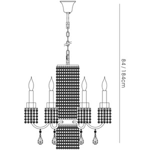 Emily Ceiling Pendant Chandelier 6 Light Polished Chrome, Crystal - Polished Chrome