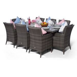 Savannah Square Rattan Patio Dining Set - Grey / 8 by Giardino
