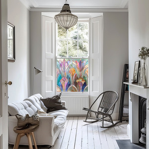 Inarzo Art Deco Stained Glass Privacy Window Film by Creative Printing