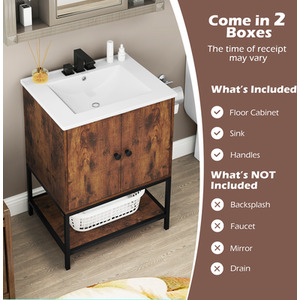 Bathroom Vanity Unit with Basin - Brown by GAINOOM