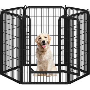 6 Panels Metal Dog Pet Playpen - Black / 1.2cm / 100cm by Yaheetech