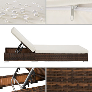 2 Rattan Sunloungers with Table and Protective Cover - Brown by tectake