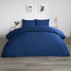 Filled Pinsonic Panel Duvet Cover Set - Navy / King by OHS