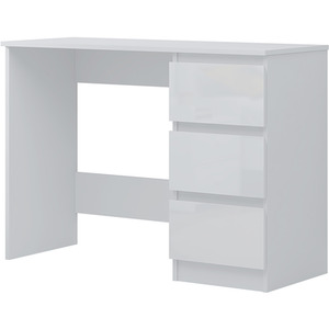 High Gloss White Dressing Table Desk With 3 Drawers - White by FWStyle