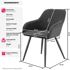 Dining Chair Scandi - Padded Boucle Cover, High Backrest by tectake