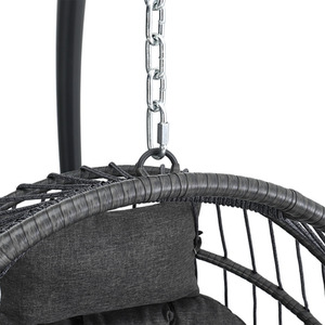 Garden Hanging Swing Egg Chair with Headrest Cushion - Dark Grey by Livingandhome