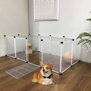 Modular Transparent Pet Fence with Door - Transparent / 45 - 180 cm by Livingandhome