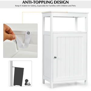 Bathroom Single Door Floor Cabinet - White by Costway