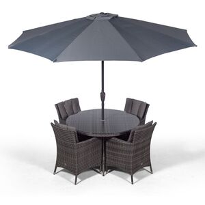 Savannah Round Rattan Patio Dining Set - Grey / 4 by Giardino