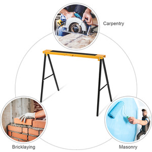 2 Saw Horses Saw Rack - Yellow by Costway