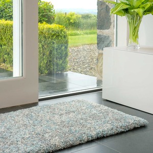 Duck Egg Blue Grey Mottled Shaggy Area Rug by The Rug House