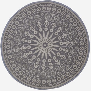 Homescapes Outdoor Rug Luxury Waterproof Reversible, 170 cm Round, Black Mandala - Black by Homescapes