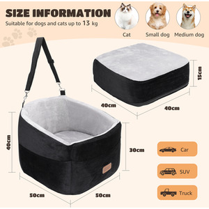 Dog Car Seat, Soft Velvet Dog Booster Seats with Thick Cushion - Black by Nobleza