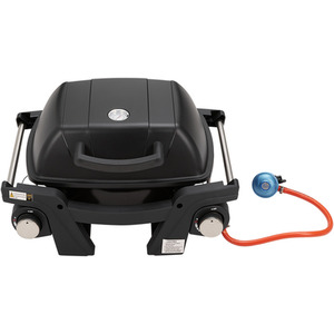 Portable Propane Gas Grill with Side Tables - Black by Garden Sanctuary