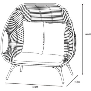 Double Standing Rattan Egg Chair - Wicker & Grey by Outdoor Essentials
