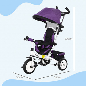 HOMCOM 6 in 1 Kids Trike Push Bike for 1-5 Years - Purple by HOMCOM