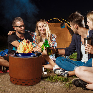 Burning Firepit Smokeless Fire Pit - Brown by Costway