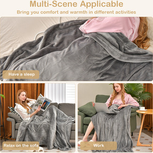 Electric Heated Blanket Soft Heating Blanket Throw - Grey by Costway