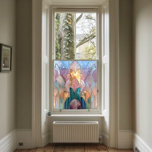 Lecco Art Deco Stained Glass Privacy Window Film by Creative Printing Solutions