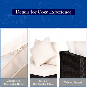 4Pcs Garden Patio Conversation Set - White by Costway