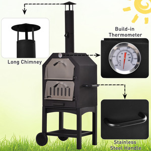 Outsunny Charcoal 2 Tier Freestanding Pizza Oven - Black by Outsunny