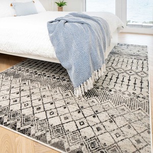 Grey Tribal Aztec Low Pile Soft Living Area Rug by The Rug House