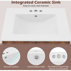 Bathroom Vanity Unit with Basin - Brown by GAINOOM