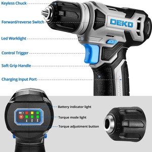 Cordless Drill 12V with Tool Set - Blue