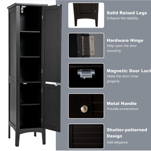 Bathroom Cabinet with 5-Tier Shelves - Black by Costway
