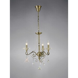 Libra Ceiling Pendant Chandelier 3 Light Antique Brass, Crystal - Antique Brass