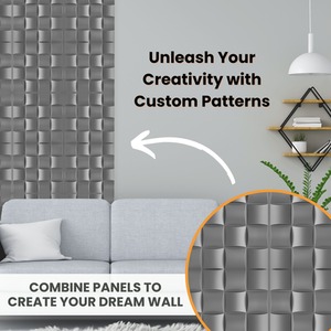 3D Wall Panels (50x50 cm) PVC Cladding Panel in Square Grid Lattice Design by NOVECRAFTO