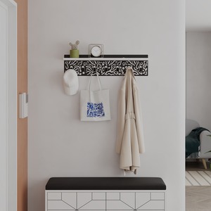 Novo Modern Hanger 7 Hooks with Shelf - White by Decortie