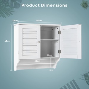 Double Louvered Doors Storage Cabinet - White by Costway