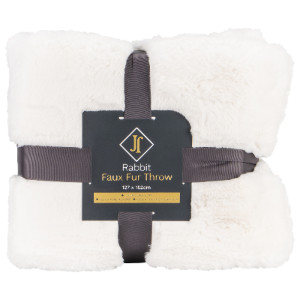 Rabbit Faux Fur Throw - White / Medium by Divante