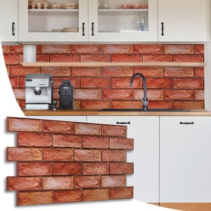 3D Wall Panels (96x48 cm) PVC Cladding Panel Reddish Brown Brick Effect by NOVECRAFTO