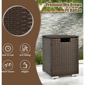 2-in-1 Hideaway Propane Gas Tank Cover Side Table - Brown by Costway