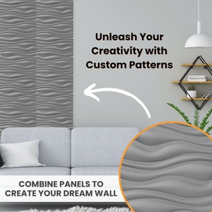 3D Wall Panels (50x50 cm) PVC Cladding Panel Wave Effect Design by NOVECRAFTO