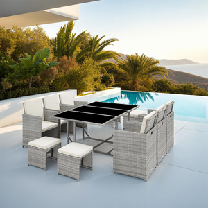 Malaga 641 Rattan Garden Furniture Set with Protective Cover by tectake