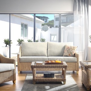 Dijon Rattan Conservatory 3 Seater Sofa in Pebble - Neutral by Desser