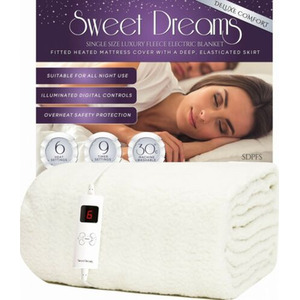 Electric Blanket Bed Fleece Heated Mattress Cover by Sweet Dreams