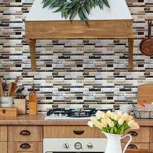 Stone Glossy Mosaic 3D Stick on Tile Sticker - Brown by Walplus