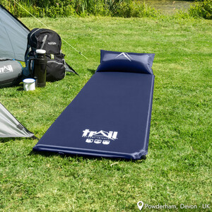 Single Self Inflate Mat with Pillow 2.5cm - Blue by Trail