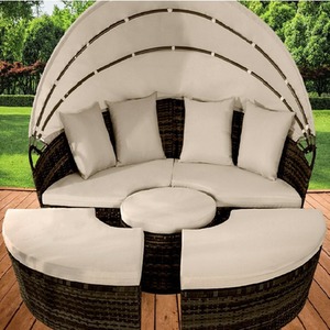 Luxury Canopy Sun Island 160cm Lounger - Brown