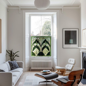 Alessano Art Deco Stained Glass Privacy Window Film - Green / 55cm by Creative Printing Solutions