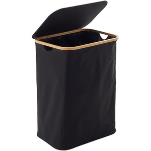 Laundry Basket with Lid and Handles - Black / 74cm by Livingandhome