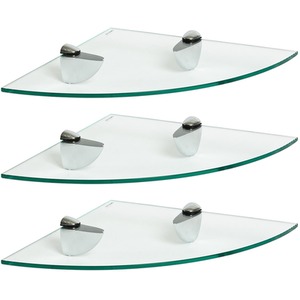 Floating Glass Corner Shelf - 30cm - Chrome / 3 by Harbour Housewares