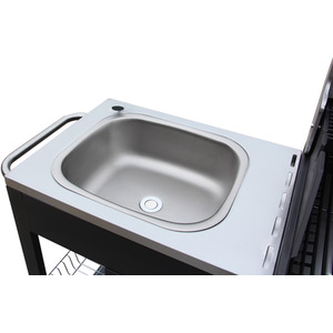 Petersburg Outdoor Kitchen with 4 Burner Gas Grill, Side Burner and sink - Black by Tepro