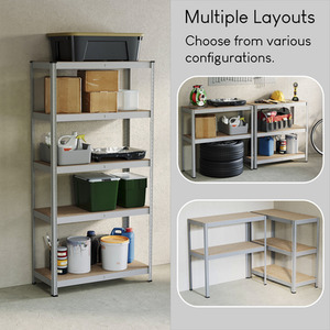5 Tier Heavy Duty Adjustable Steel Garage Shelving Unit - 875kg Weight Capacity - Galvanised / 40cm by Vida Designs